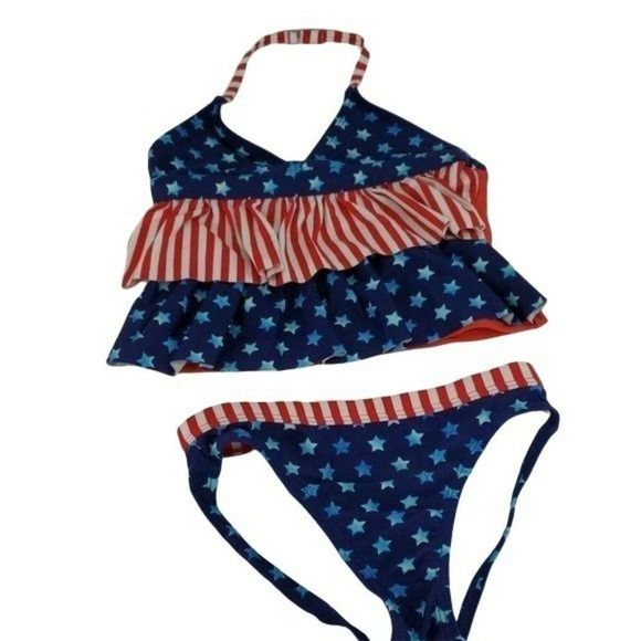 Ocean Pacific Bikini Stars & Stripes 6/6x Swimwear Swim Suit - Picture 4 of 5